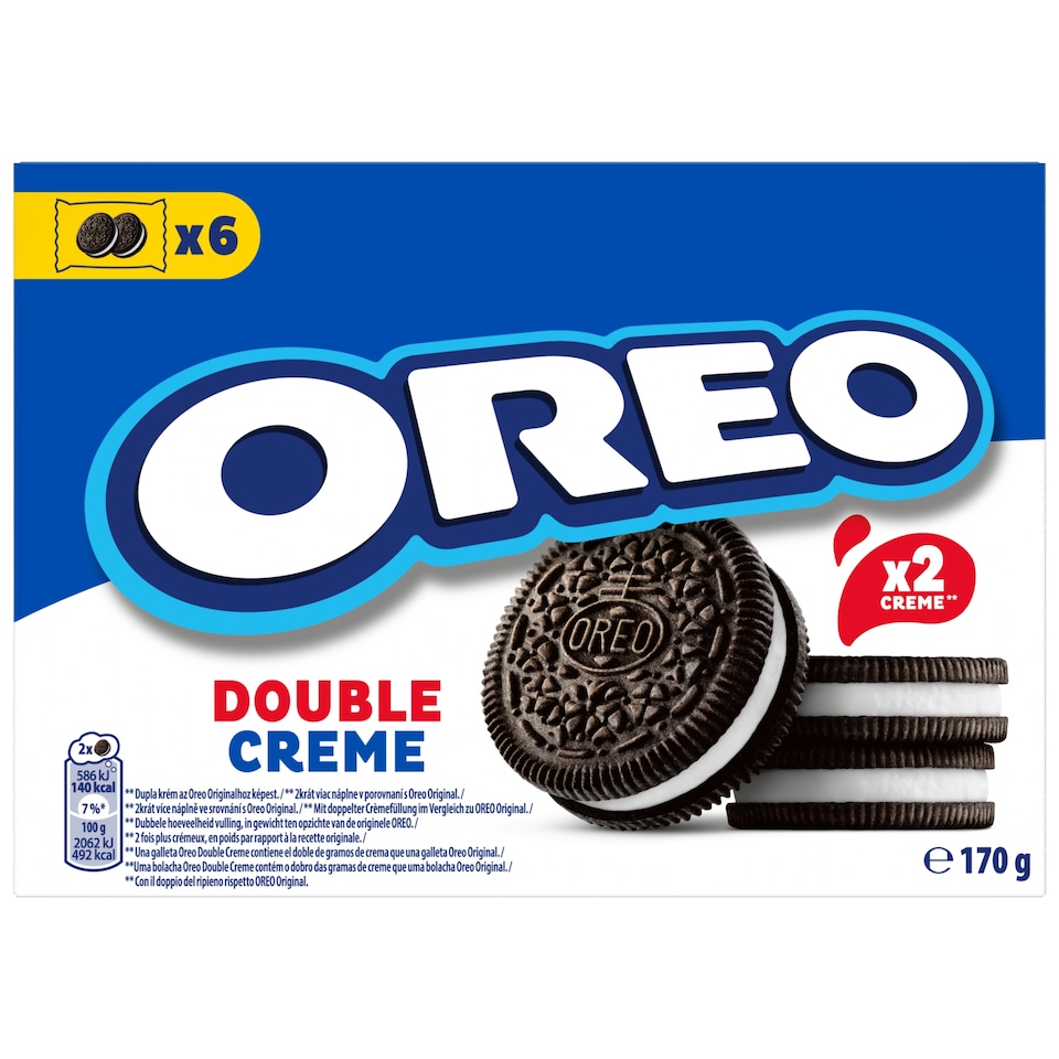 Oreo Double Creme Cocoa Biscuits with Vanilla Flavoured Filling 170 g