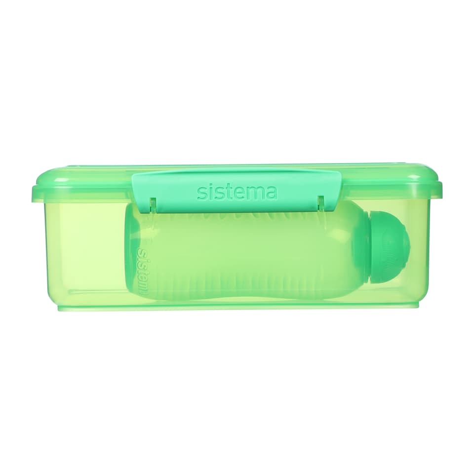 image 1 of Sistema Green Rectangle Lunch Box 2L with Water Bottle 330ml