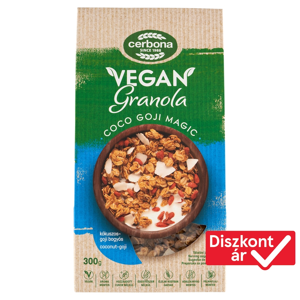 Cerbona Vegan Granola Muesli with Coconut and Goji Berries 300g