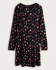 image 4 of F&F Christmas Print Long Sleeved Mini Dress in Multi Black