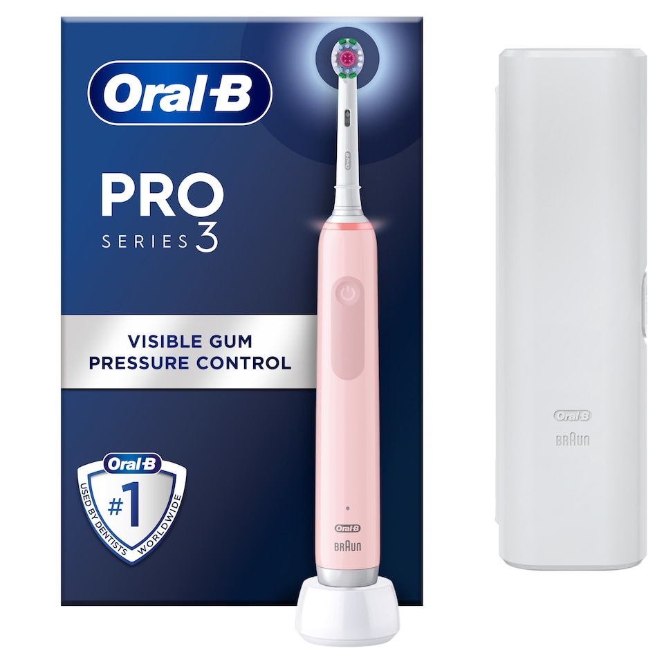 image 1 of Oral-B Pro 3 3D White Pink Electric Toothbrush & Case