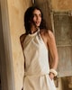 image 1 of The F&F Edit Striped Halter Neck Co-ord Top in Ecru