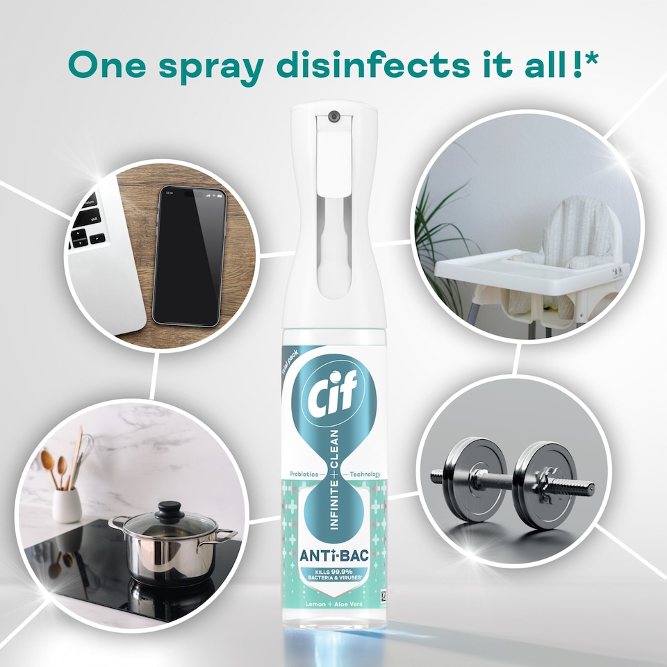 image 1 of Cif Infinite Clean Antibacterial Cleaner Refill Lemon & Aloe Vera 280 ml