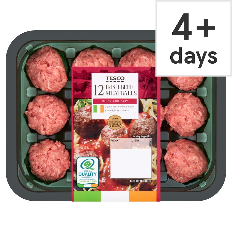 Tesco Irish Reduced Fat Beef Meatballs 349G