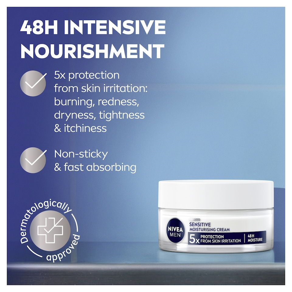 image 1 of Nivea Men Sensitive Face Cream Intensive Moisturiser 50Ml