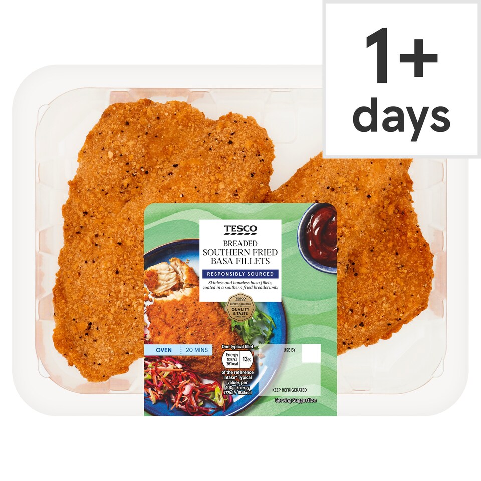 Tesco Breaded Southern Fried Basa Fillets 300g