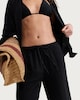 image 2 of F&F Pure Cotton Double Cloth Wide Leg Trousers in Black
