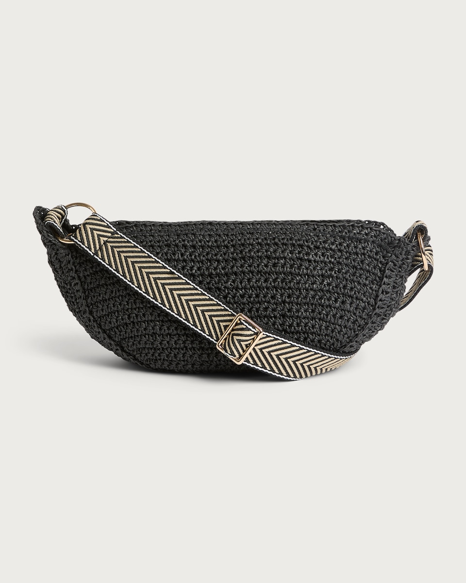 image 1 of SACHA Woven Crossbody Bag in Black