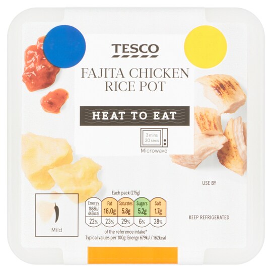 Tesco Fajita Chicken Rice Pot 275G Tesco Groceries