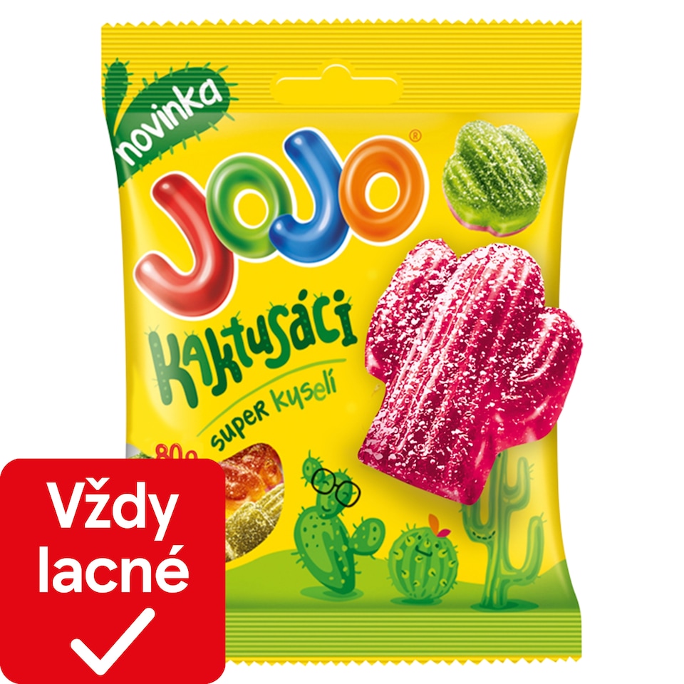 JOJO Kaktusáci mix kyslých želé cukríkov s náplňou i bez náplne, s ovocnými príchuťami 80 g