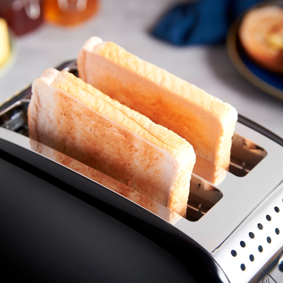 image 1 of Russell Hobbs Black Stainless Steel 2 Slice Toaster