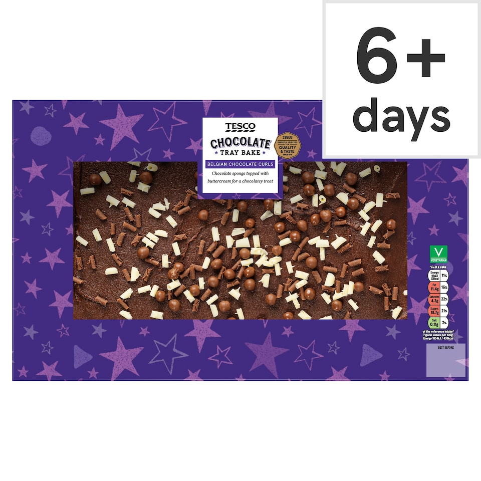 Tesco Chocolate Tray Bake - Belgian Chocolate Curls
