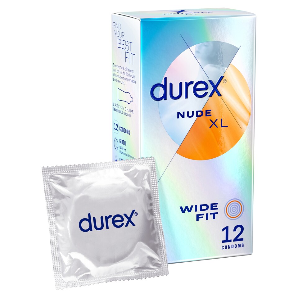 image 1 of Durex Nude Ultra Thin Condoms Enhanced Sensitivity Wide Fit XL 12s 