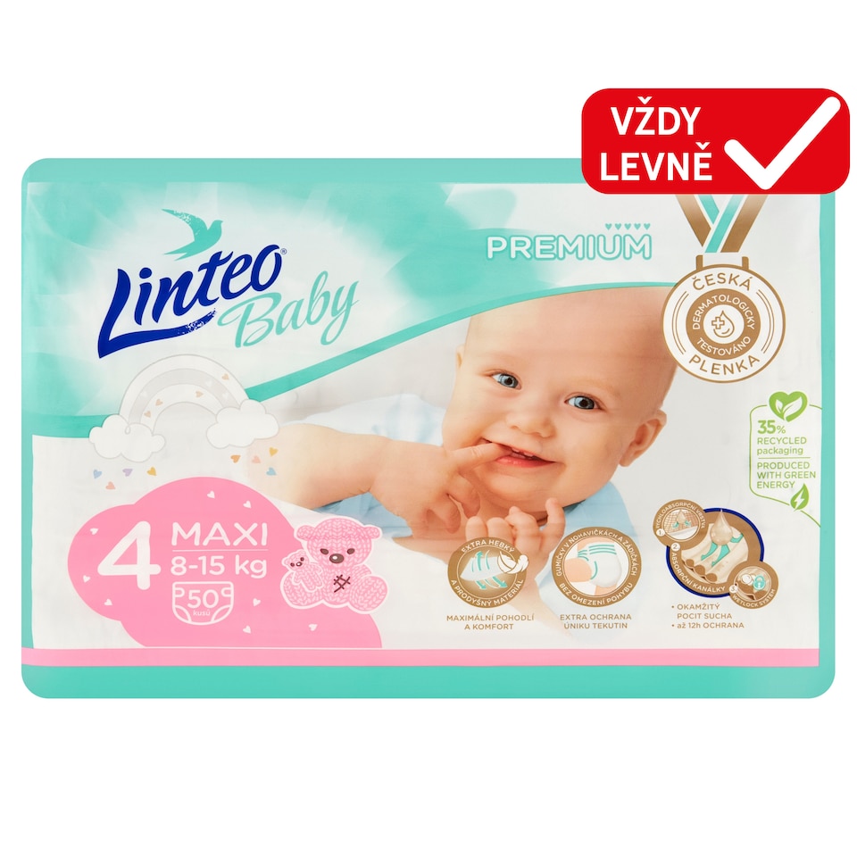 Linteo Baby Premium Diapers 4 Maxi 8-15kg 50 pcs