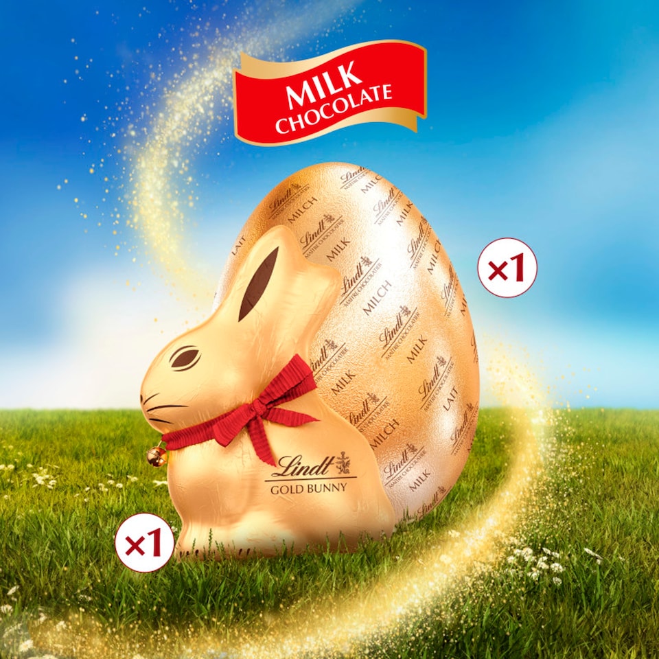 image 1 of Lindt Milk Chocolate Egg with Gold Bunny 195g