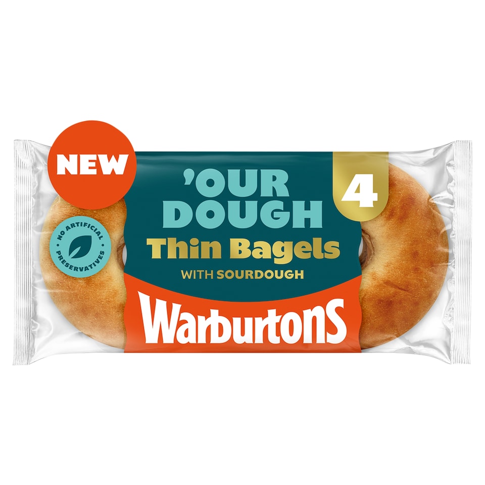Warburtons Our Dough Thin 4 Bagels