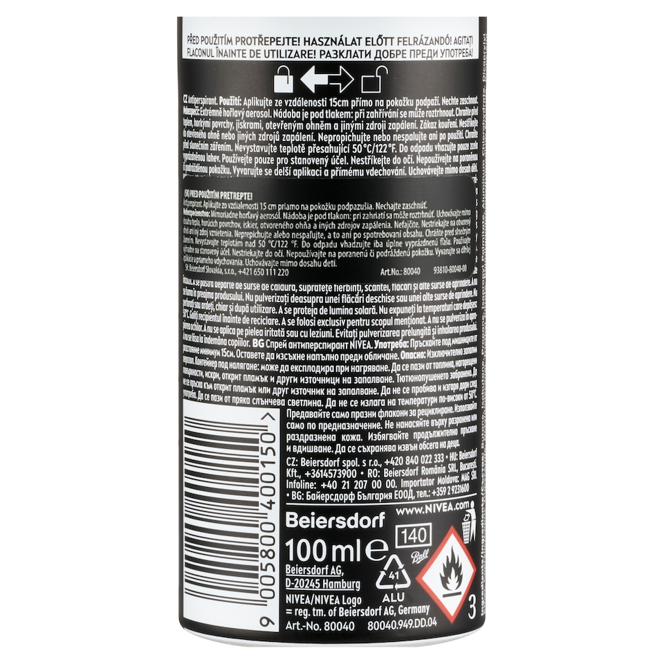 image 1 of Nivea Men Black & White Invisible Original Antiperspirant Spray 100 ml
