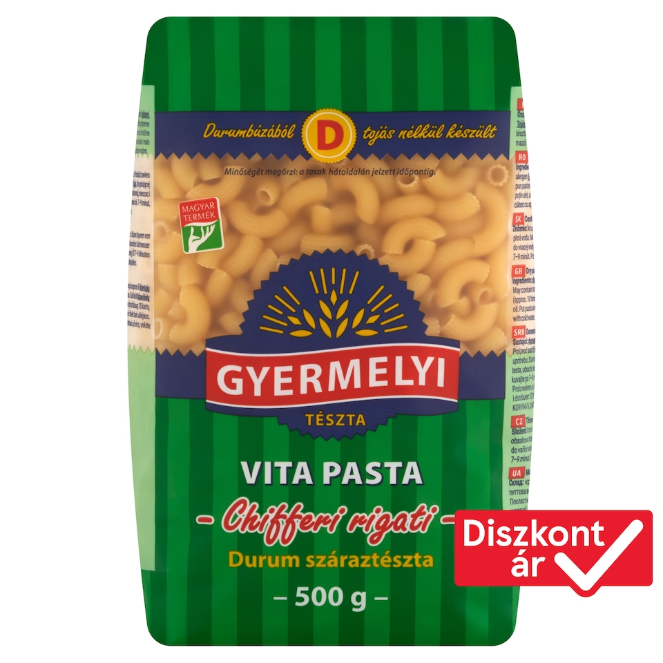 Gyermelyi Vita Pasta Chifferi Rrigati durum száraztészta 500 g