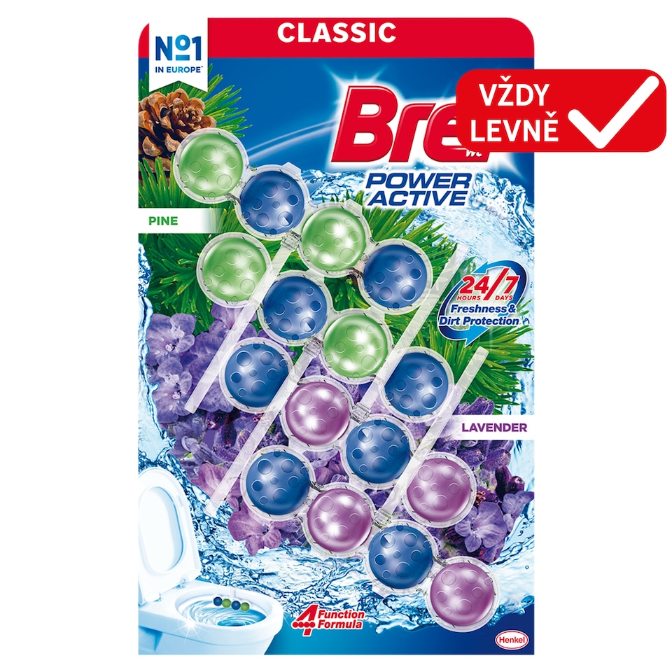 Bref Power Active Pine/Lavender tuhý WC blok 4 x 50g