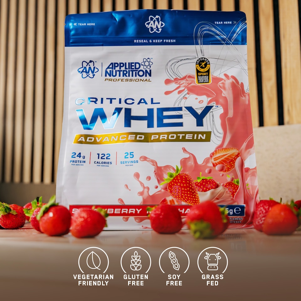 image 1 of Applied Nutrition Critical Whey Protein Powder Strawberry Milkshake 825g