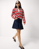 image 3 of F&F Pure Cotton Pleated Denim Mini Skirt in Navy