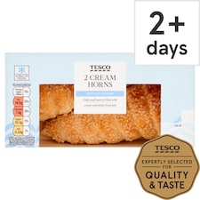 Tesco Fresh Cream Horns 2 Pack, 110 G