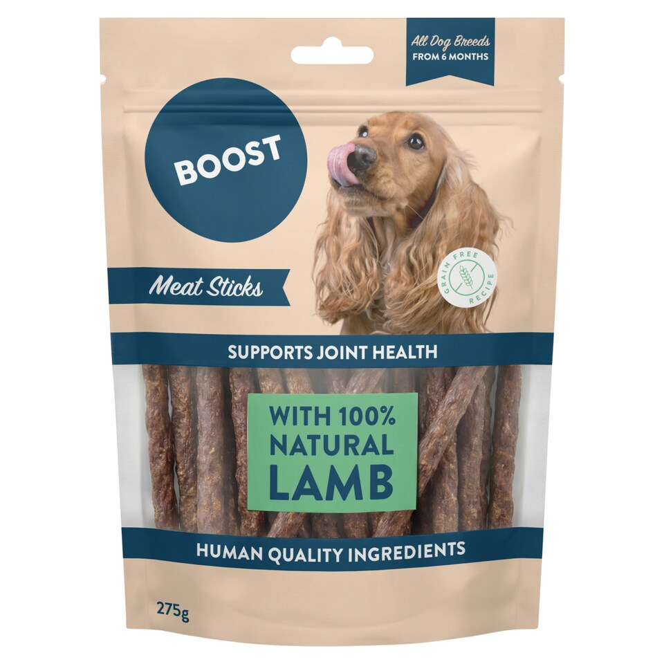 BOOST 100% Natural Lamb Sticks Dog Treats with Joint Health Support 275g