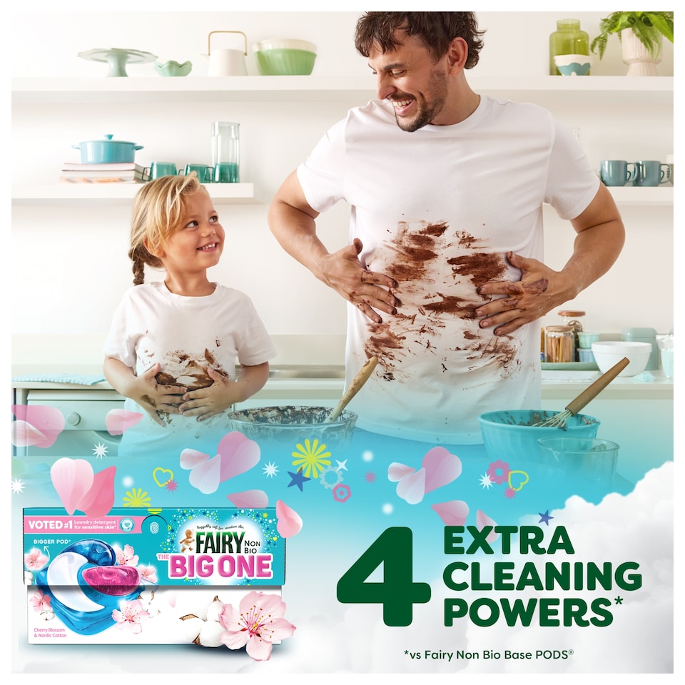 image 1 of Fairy Non Bio The Big One Cherry Blossom & Nordic Cotton  Washing Liquid Pods 29 Washes 1151.3g