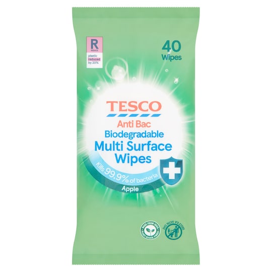 Tesco Antibacterial Multi Surface Wipes Apple 40 Pack Tesco Groceries