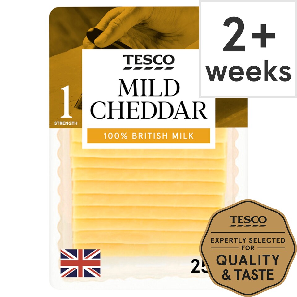 Tesco British Mild Cheddar Cheese 10 Slices, 250 G Tesco Groceries
