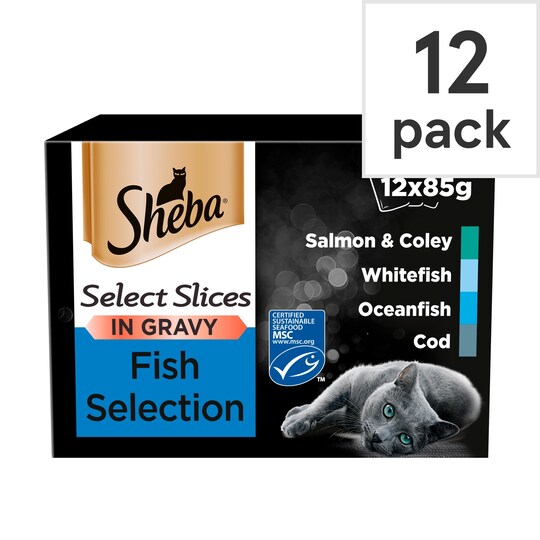 Sheba Cat Pouch Fish In Gravy 12X85g Tesco Groceries
