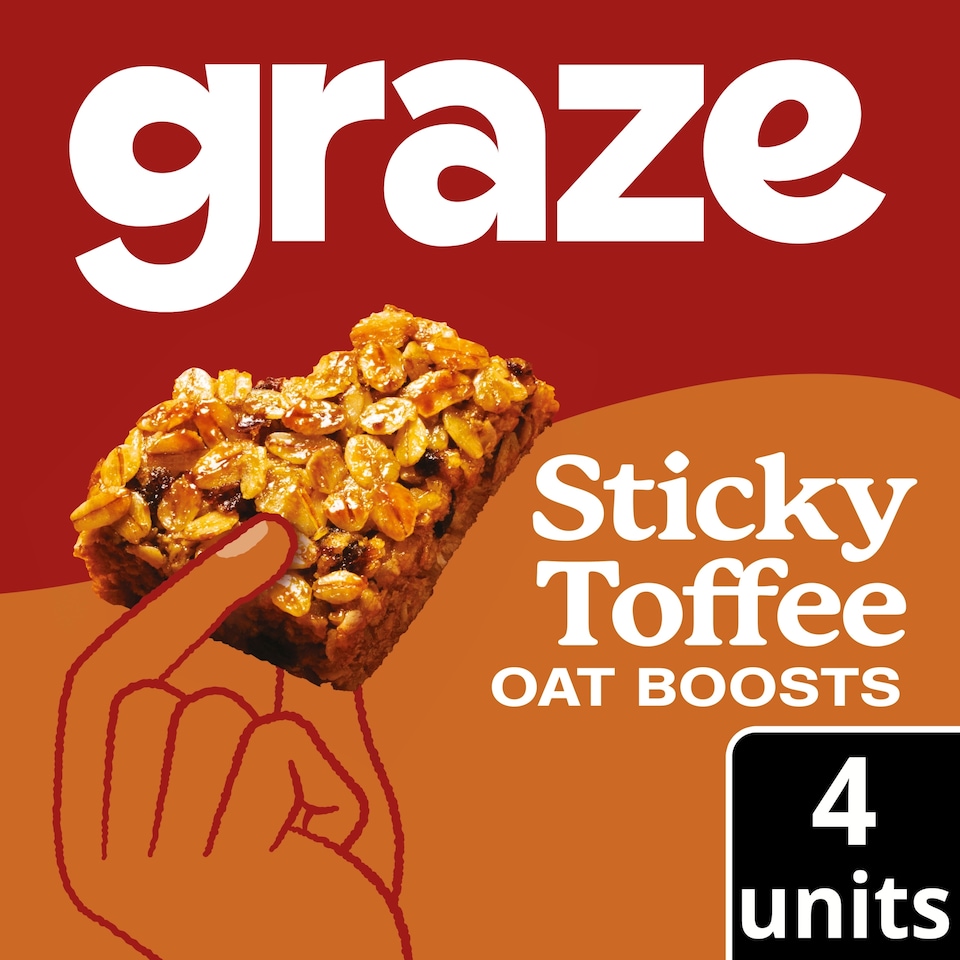 image 1 of Graze Sticky Toffee Oat Boosts Flapjack Snack 4x30G