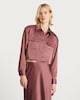 image 2 of F&F Satin Pocket Detail Cropped Button Up Shirt in Pink