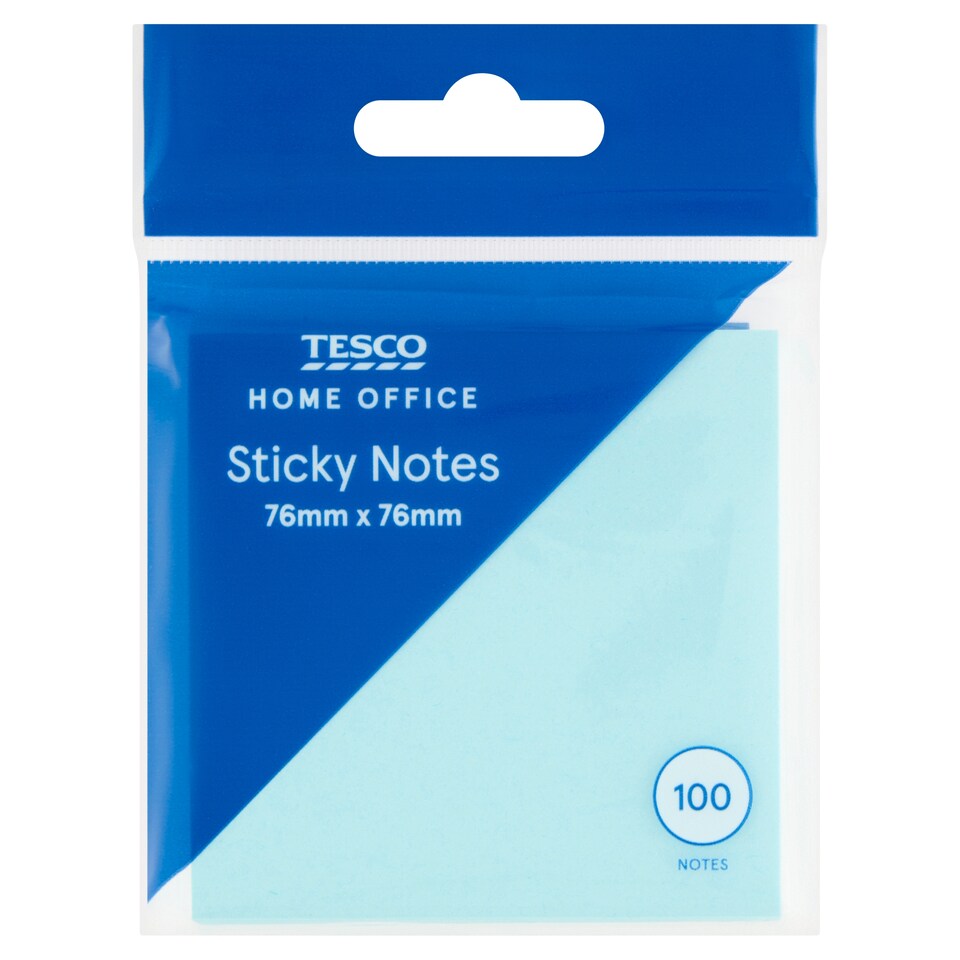 Tesco Home Office Sticky Notes 76 mm x 76 mm 100 Sheets