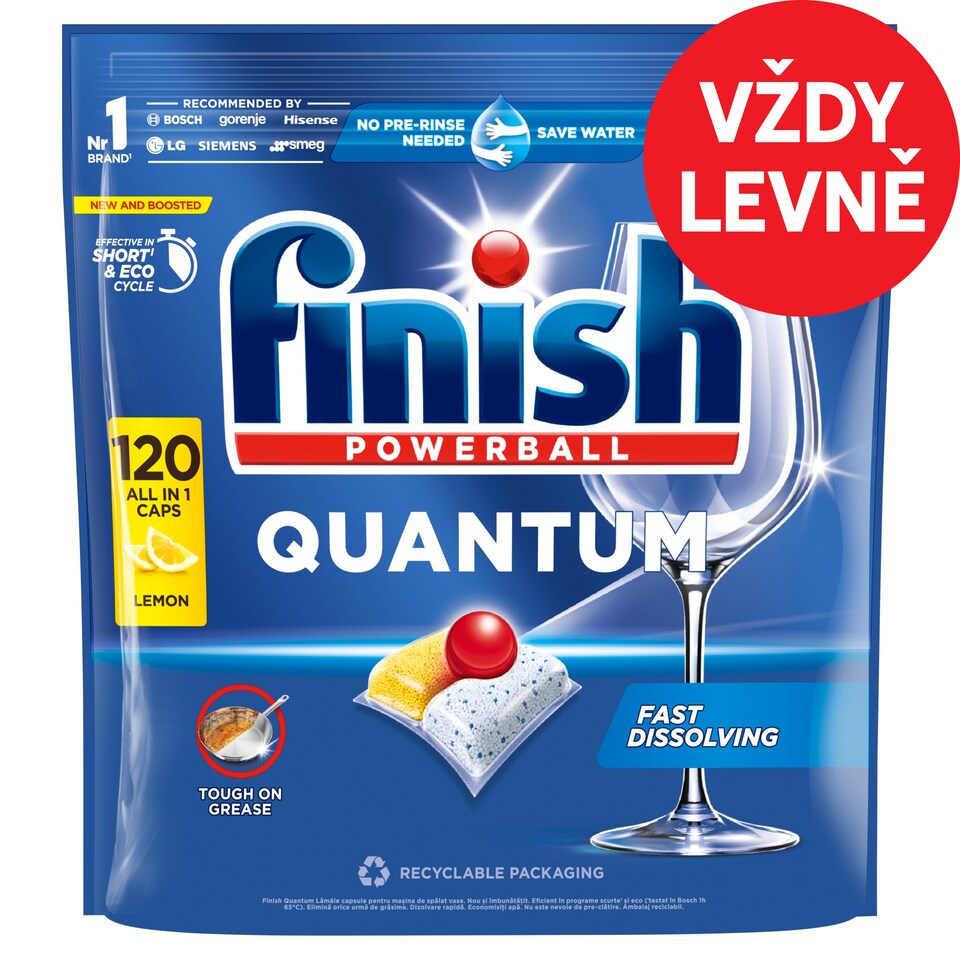 Obrázek 1 pro produkt Finish Quantum kapsle do myčky nádobí - Lemon 120 ks