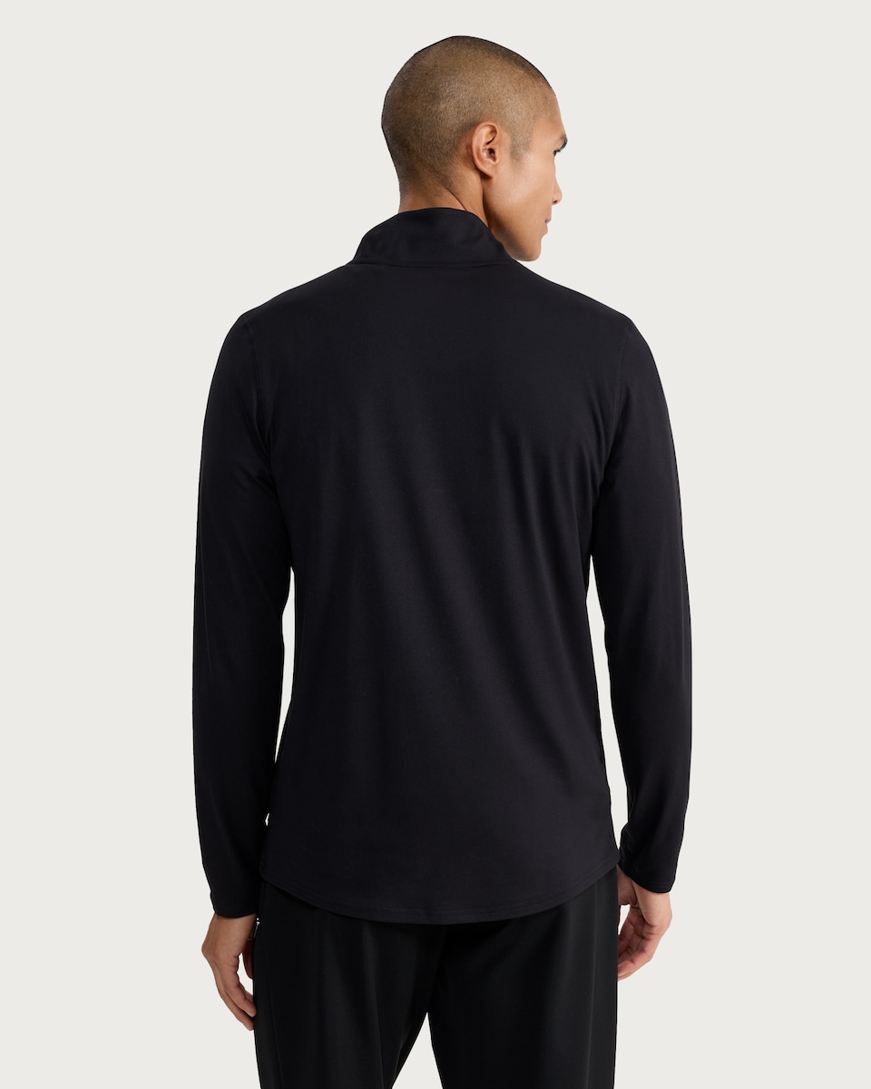 image 1 of F&F Active EVERYHOUR Regular Fit Half Zip Long Sleeved Top in Black