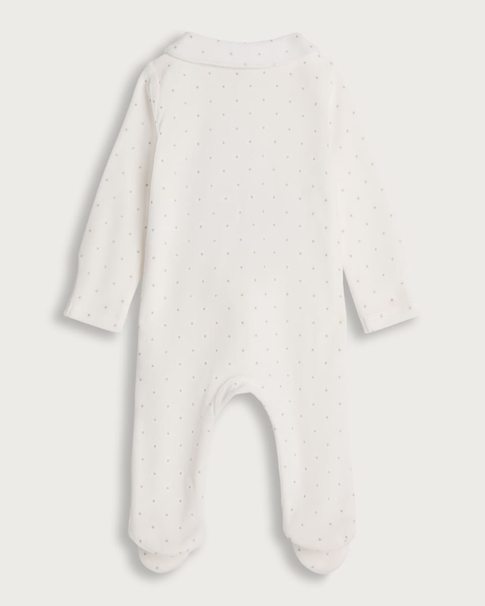 image 1 of F&F Baby Cotton Rich My First Christmas Slogan Sleepsuit in White