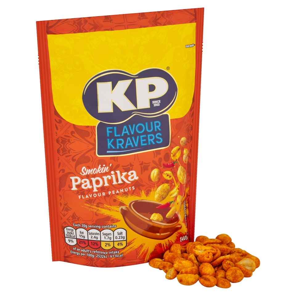 image 1 of KP Flavour Kravers Smokin' Paprika Peanuts 140g