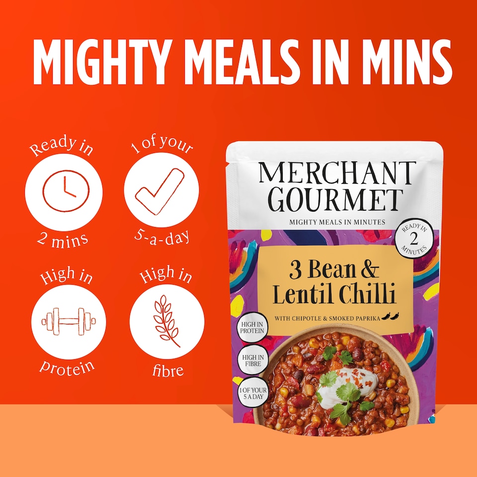 image 1 of Merchant Gourmet 3-Bean & Lentil Chilli 280g