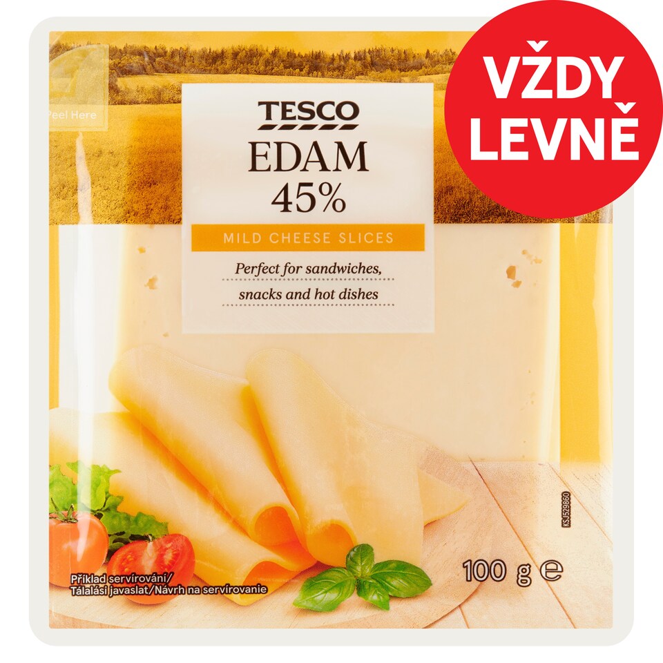 Tesco Edam 45% plátky 100g
