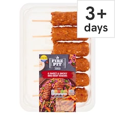 Tesco Firepit 6 Sweet & Smoky BBQ Beef Kebabs 360g
