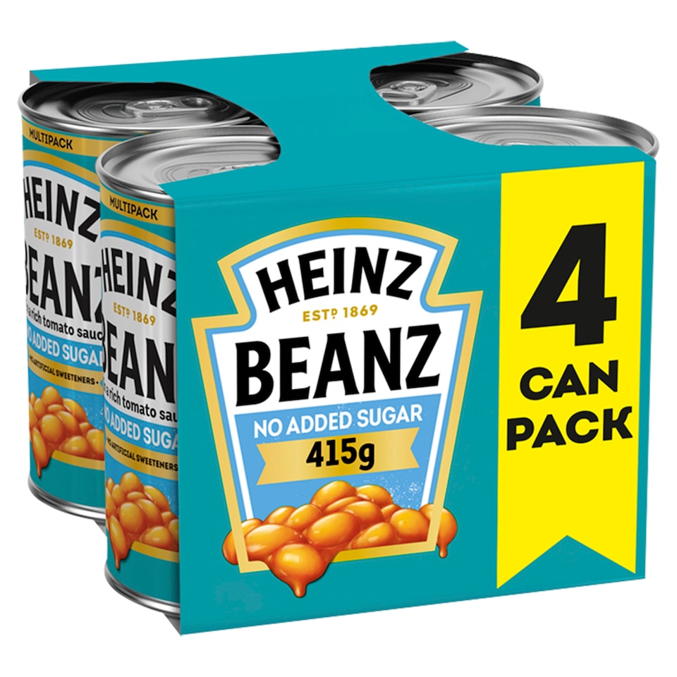 image 1 of Heinz No Added Sugar Baked Beanz 4 x 415g