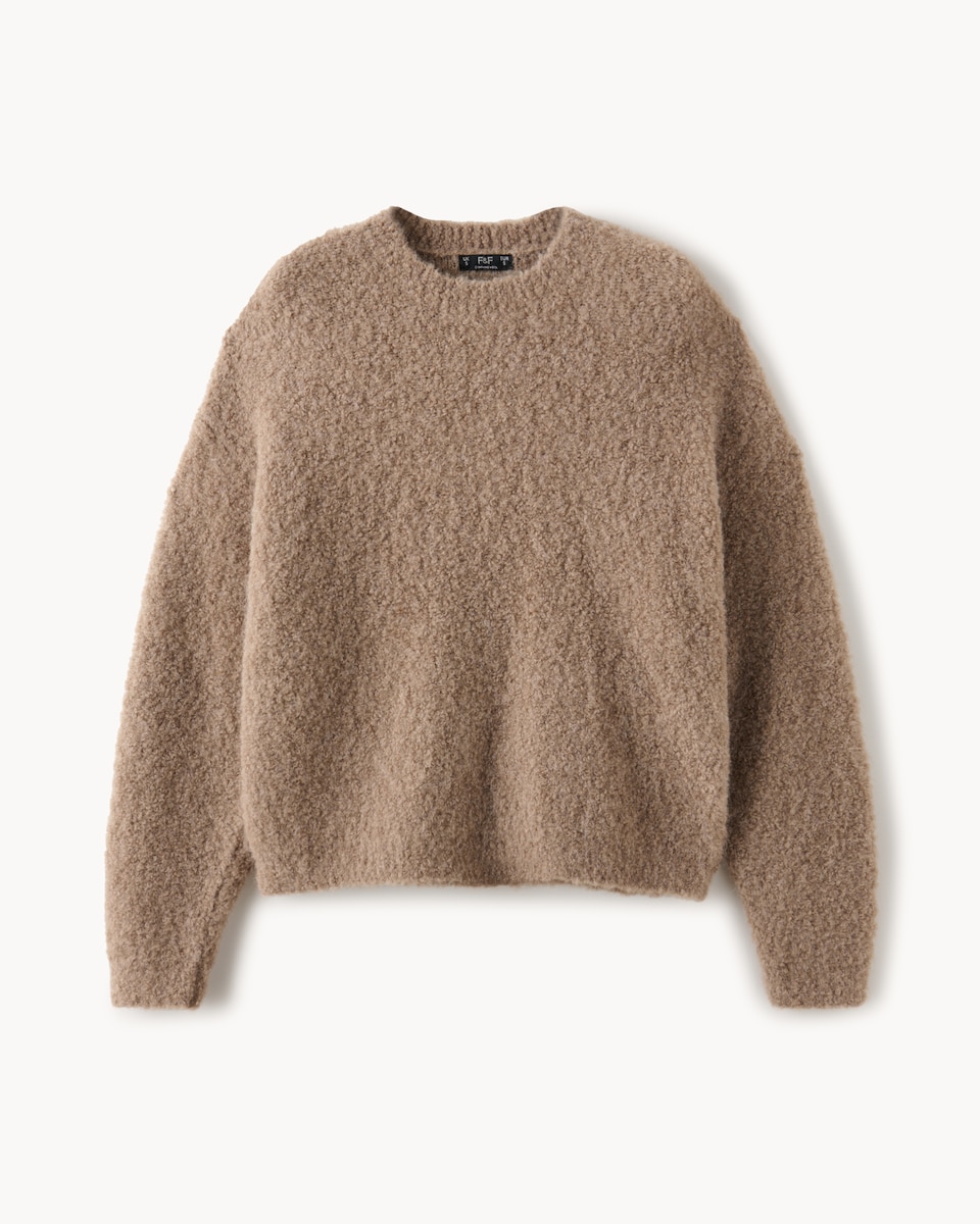 image 1 of F&F Textured Knitted Jumper with Wool in Mink