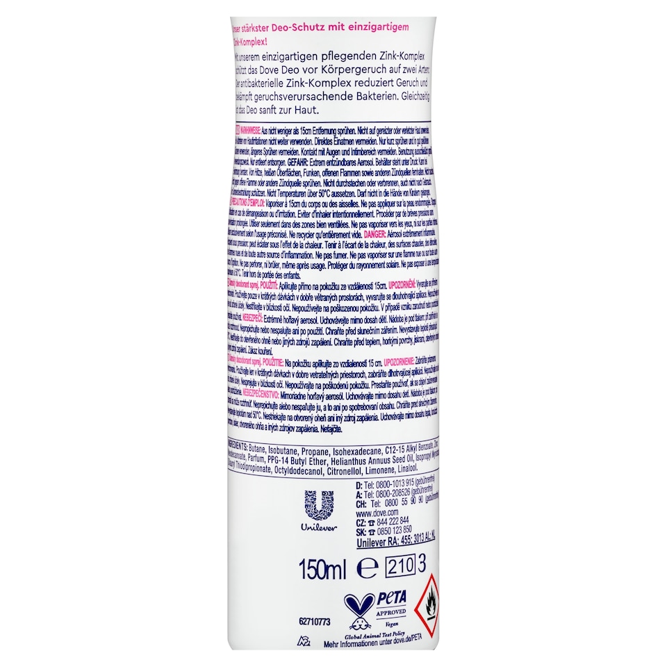 Obrázek 1 pro produkt Dove Rose & Jasmine Zinc deodorant sprej 150ml
