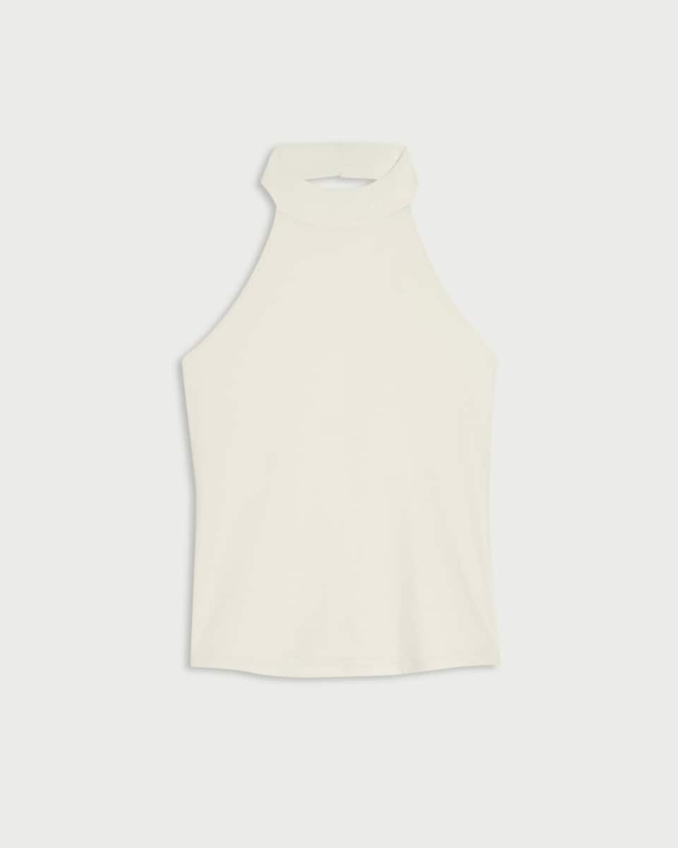 image 1 of F&F Polyamide Halter Neck Vest in Cream