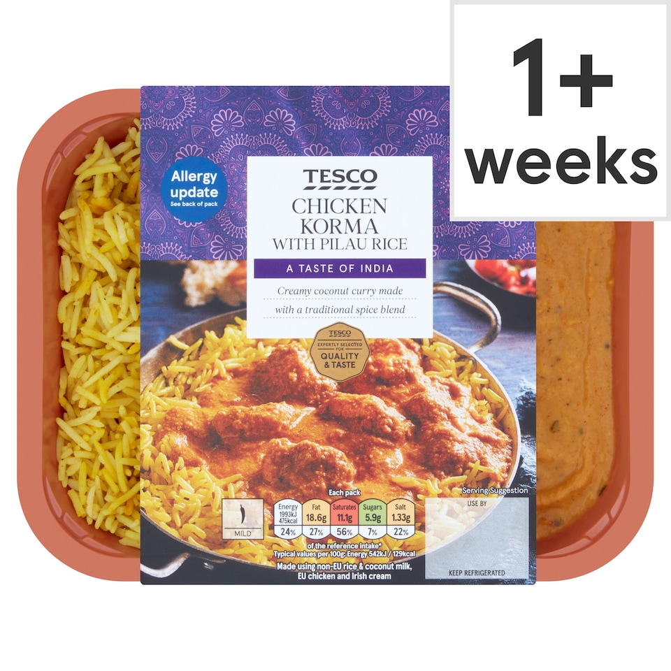 Tesco Chicken Korma With Pilau Rice 400G