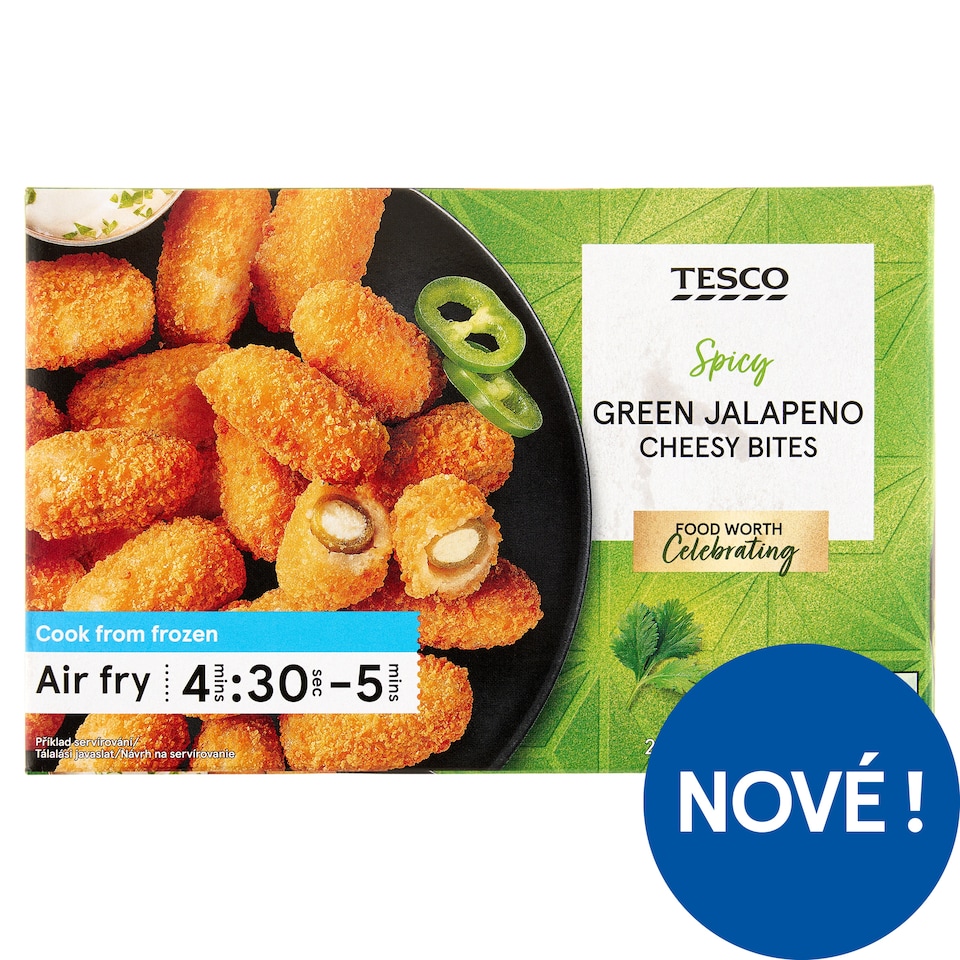 Tesco Obalovaný předsmažený výrobek ze smetanového sýru s nakládanými papričkami jalapeños 200g