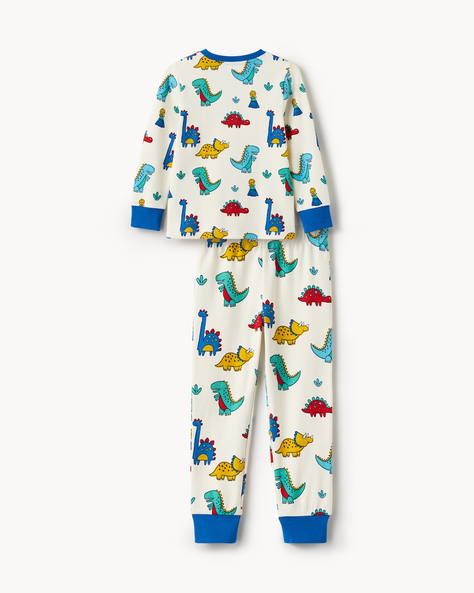 image 1 of F&F Boys Pure Cotton Dinosaur Pyjama Set in Multi