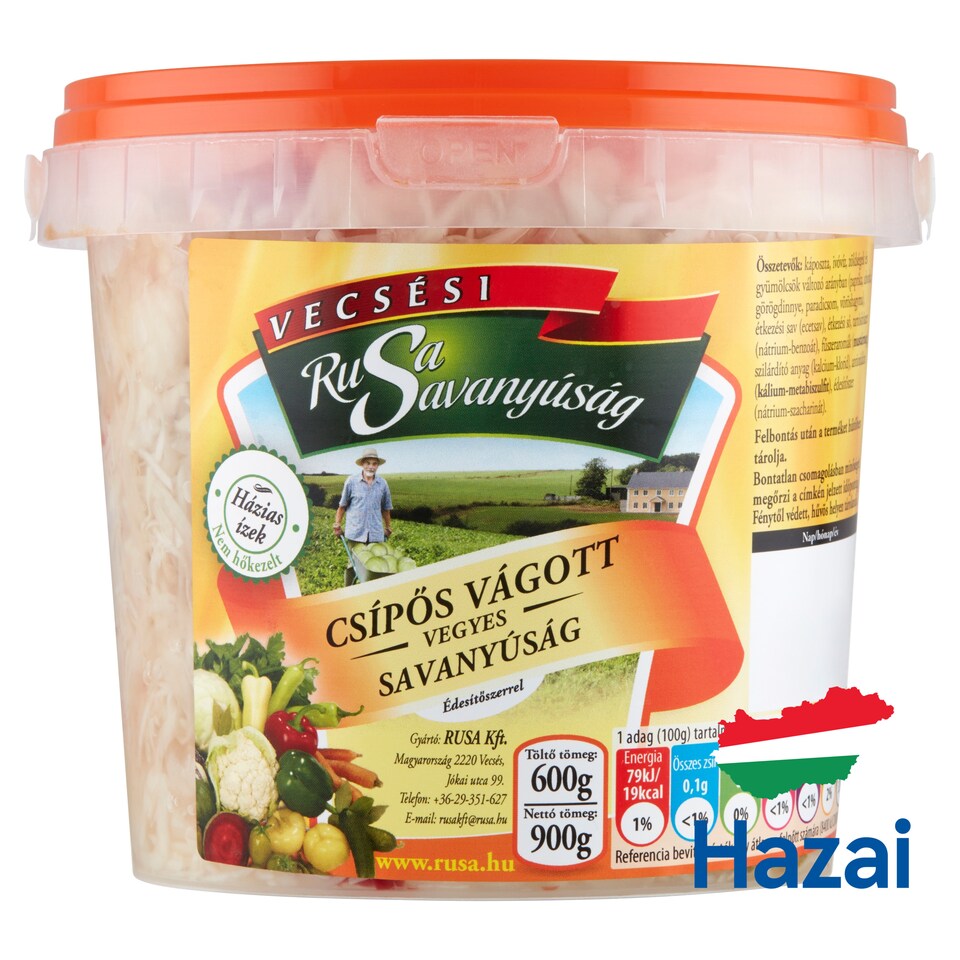 Rusa Savanyúság csípős vágott vegyes savanyúság édesítőszerrel 900 g