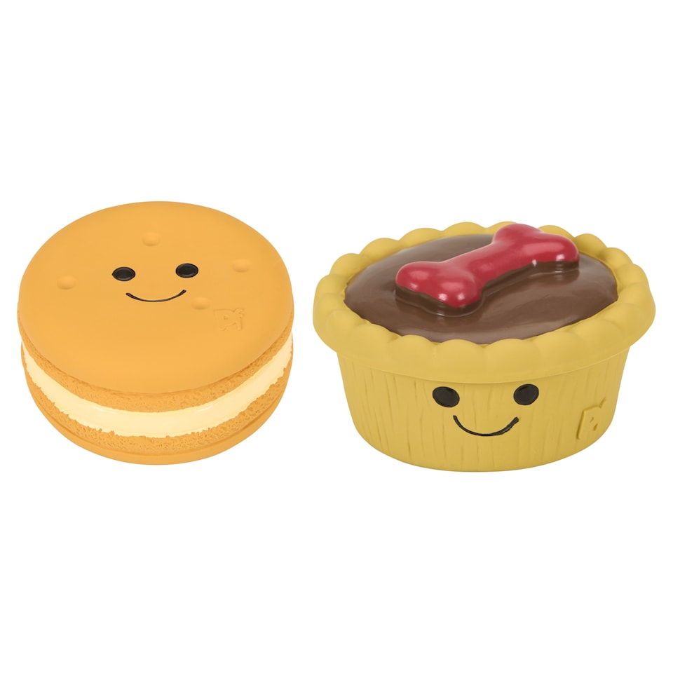 CHRISTMAS MINCE PIE AND MACARON LATEX DOG TOYS